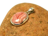 Pink Oval RHODOCHROSITE Sterling Silver 925 Gemstone Pendant
