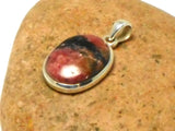 Pink Oval RHODONITE Sterling Silver 925 Gemstone Pendant