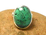 Green Blue Oval Tibetan TURQUOISE Sterling Silver 925 Oval Gemstone Ring