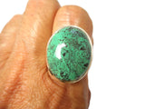 Green Blue Oval Tibetan TURQUOISE Sterling Silver 925 Oval Gemstone Ring