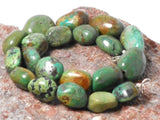 Chunky Green Tibetan TURQUOISE Sterling Silver 925 Gemstone Nugget Necklace