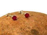 Round Pink RUBY Sterling Silver 925 Stud Gemstone Earrings - 5 mm