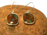 Chrysoprase in Matrix Sterling Silver 925 Gemstone drop dangle Earrings