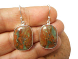 Chrysoprase in Matrix Sterling Silver 925 Gemstone drop dangle Earrings