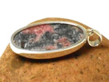 Large Pink Oval RHODONITE Sterling Silver 925 Gemstone Pendant