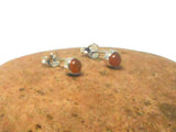 Orange CARNELIAN Sterling Silver 925 Round Stud Earrings - 4 mm