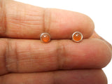 Orange CARNELIAN Sterling Silver 925 Round Stud Earrings - 4 mm