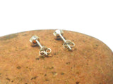 Orange CARNELIAN Sterling Silver 925 Round Stud Earrings - 4 mm