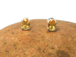 Golden Oval CITRINE Sterling Silver Stud Earrings 925 - 5 x 7 mm