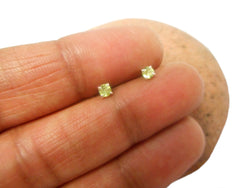 Small Round Green PERIDOT Sterling Silver 925 Stud Earrings - 3 mm