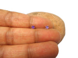 Small Round Purple AMETHYST Sterling Silver 925 Stud Earrings - 3 mm