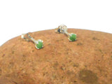 Small Round Green EMERALD Sterling Silver 925 Stud Earrings - 3 mm 