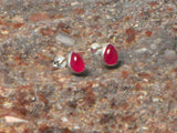 Pink RUBY Sterling Silver 925 Gemstone Stud Earrings