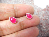 Pink RUBY Sterling Silver 925 Gemstone Stud Earrings