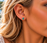 Green Oval EMERALD Sterling Silver 925 Stud Earrings - 5 x 7 mm