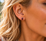 Small Red GARNET Sterling Silver 925 Stud Earrings