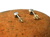 Small Square  Black Onyx Sterling Silver Stud Earrings 925 - 4 mm