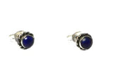 Round Blue LAPIS LAZULI Sterling Silver Stud Earrings 925 (Copy)
