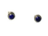 Round Blue LAPIS LAZULI Sterling Silver Stud Earrings 925