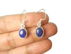 Oval Blue LAPIS LAZULI Sterling Silver Gemstone Earrings 925