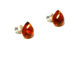 Cognac AMBER Sterling Silver Ear Studs 925 