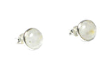 Round Moonstone Sterling Silver Gemstone Stud Earrings  - 8 mm