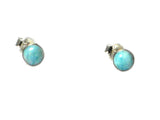 Round Blue LARIMAR Sterling Silver 925 Gemstone Stud Earrings - 6 mm