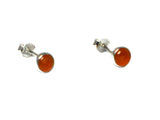 Orange CARNELIAN Sterling Silver 925 Round Stud Earrings - 4 mm - Gift Boxed