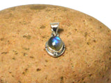 Small Fiery Oval LABRADORITE  Sterling Silver 925 Gemstone Pendant