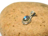 Small Fiery Oval LABRADORITE  Sterling Silver 925 Gemstone Pendant