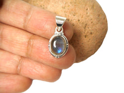 Small Fiery Oval LABRADORITE  Sterling Silver 925 Gemstone Pendant