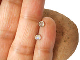 Small Round MOONSTONE Sterling Silver Gemstone Stud Earrings 925 - 3 mm