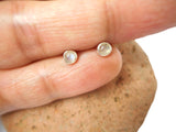 Small Round MOONSTONE Sterling Silver Gemstone Stud Earrings 925 - 3 mm