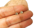 Small Round Green PREHNITE Sterling Silver 925 Gemstone Stud Earrings - 4 mm