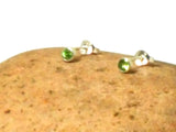 Small Round Grade 'A' Tsavorite (Green Garnet) Sterling Silver 925 Gemstone Stud Earrings - 3 mm