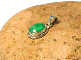 Small Green Oval Shaped EMERALD Sterling Silver 925 Gemstone Pendant