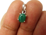 Small Green Oval EMERALD Sterling Silver 925 Gemstone Pendant