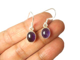 Purple Oval AMETHYST Sterling Silver Gemstone Earrings 925