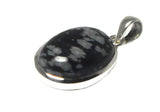 Oval Snowflake Obsidian Sterling Silver 925 Gemstone Pendant