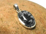 Oval Snowflake Obsidian Sterling Silver 925 Gemstone Pendant