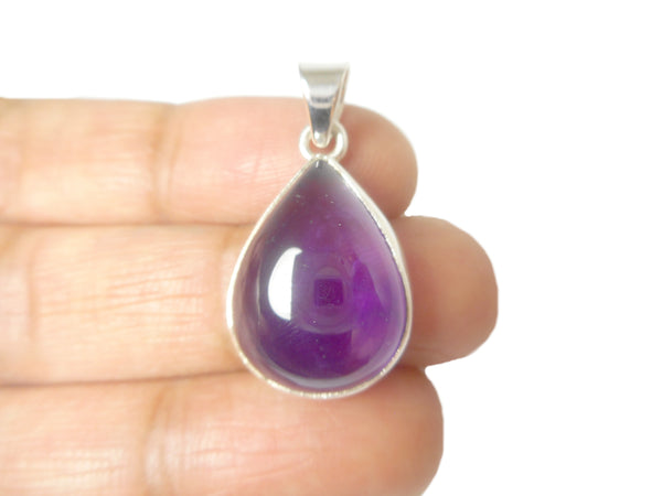 Purple Teardrop AMETHYST Sterling Silver 925 Gemstone Pendant