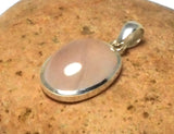 Pink Oval Rose QUARTZ Sterling Silver 925 Gemstone Pendant