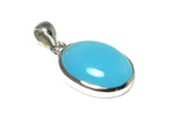 Blue Oval Chalcedony Sterling Silver 925 Gemstone Pendant