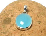 Blue Oval Chalcedony Sterling Silver 925 Gemstone Pendant