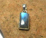 Rectangular LABRADORITE  Sterling Silver 925 Oval Gemstone Pendant