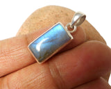 Rectangular LABRADORITE  Sterling Silver 925 Oval Gemstone Pendant