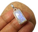 Rectangular MOONSTONE Sterling Silver 925 Gemstone Pendant