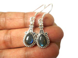 Fiery Teardrop shaped LABRADORITE Sterling Silver Gemstone Earrings 925