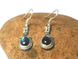 Fiery Teardrop shaped LABRADORITE Sterling Silver Gemstone Earrings 925