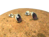 Red GARNET Teardrop Sterling Silver Stud Earrings - 5 x 7 mm